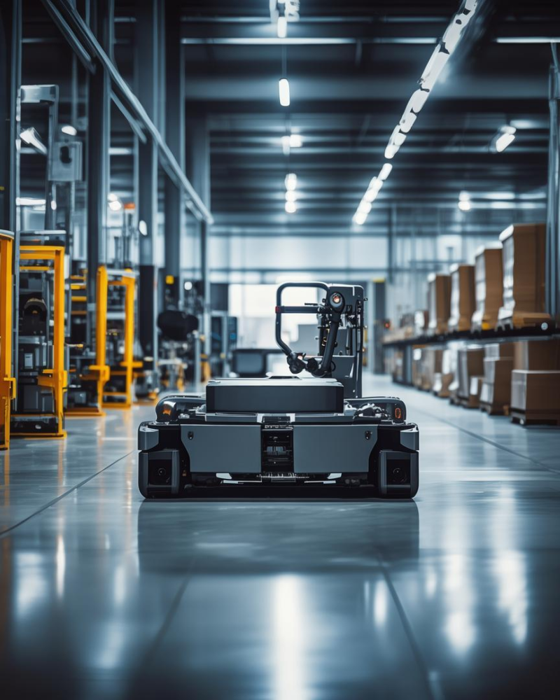 智能制造场景 - 叉车在现代化工厂内部工作