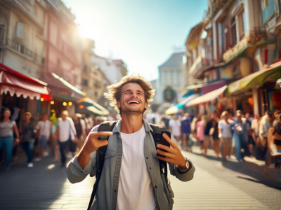 Tourist exploring foreign city