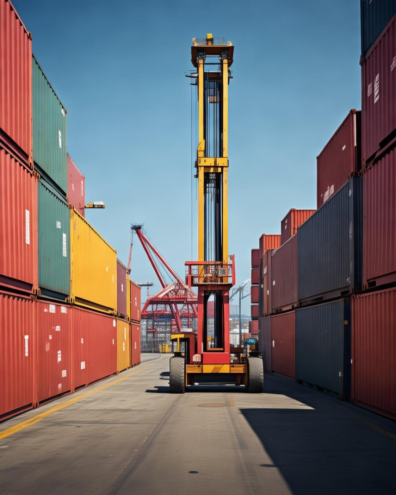 港口码头场景 - 叉车在集装箱堆场间作业