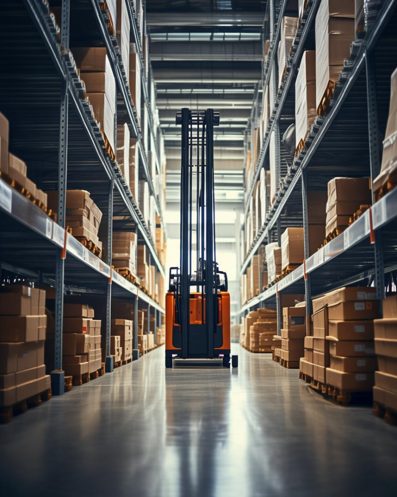 仓储物流场景 - 叉车在高架货架间操作